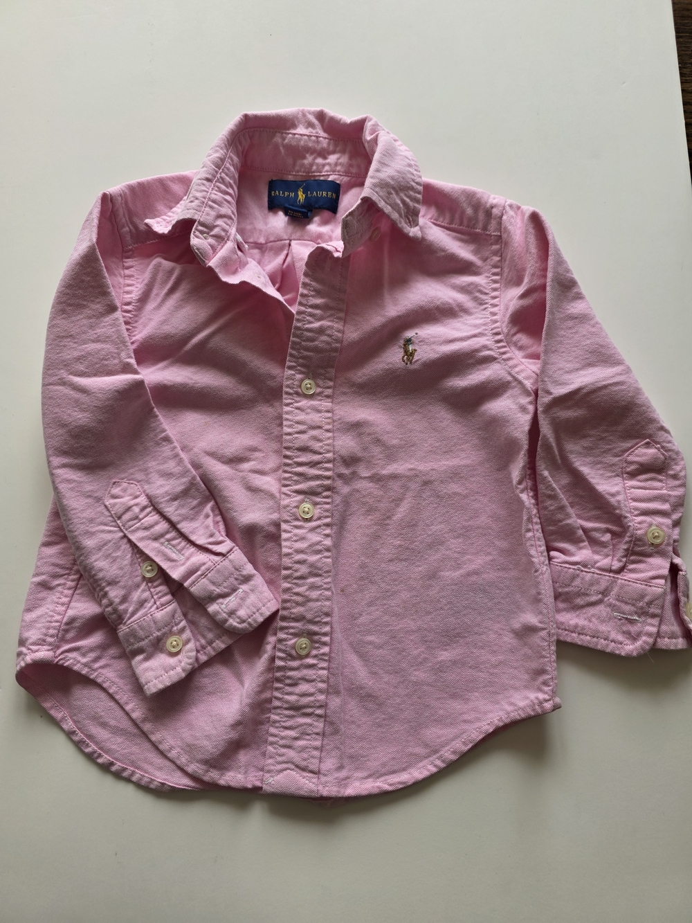 Ralph Lauren Pink Long-Sleeve Button-Down Shirt - Kids